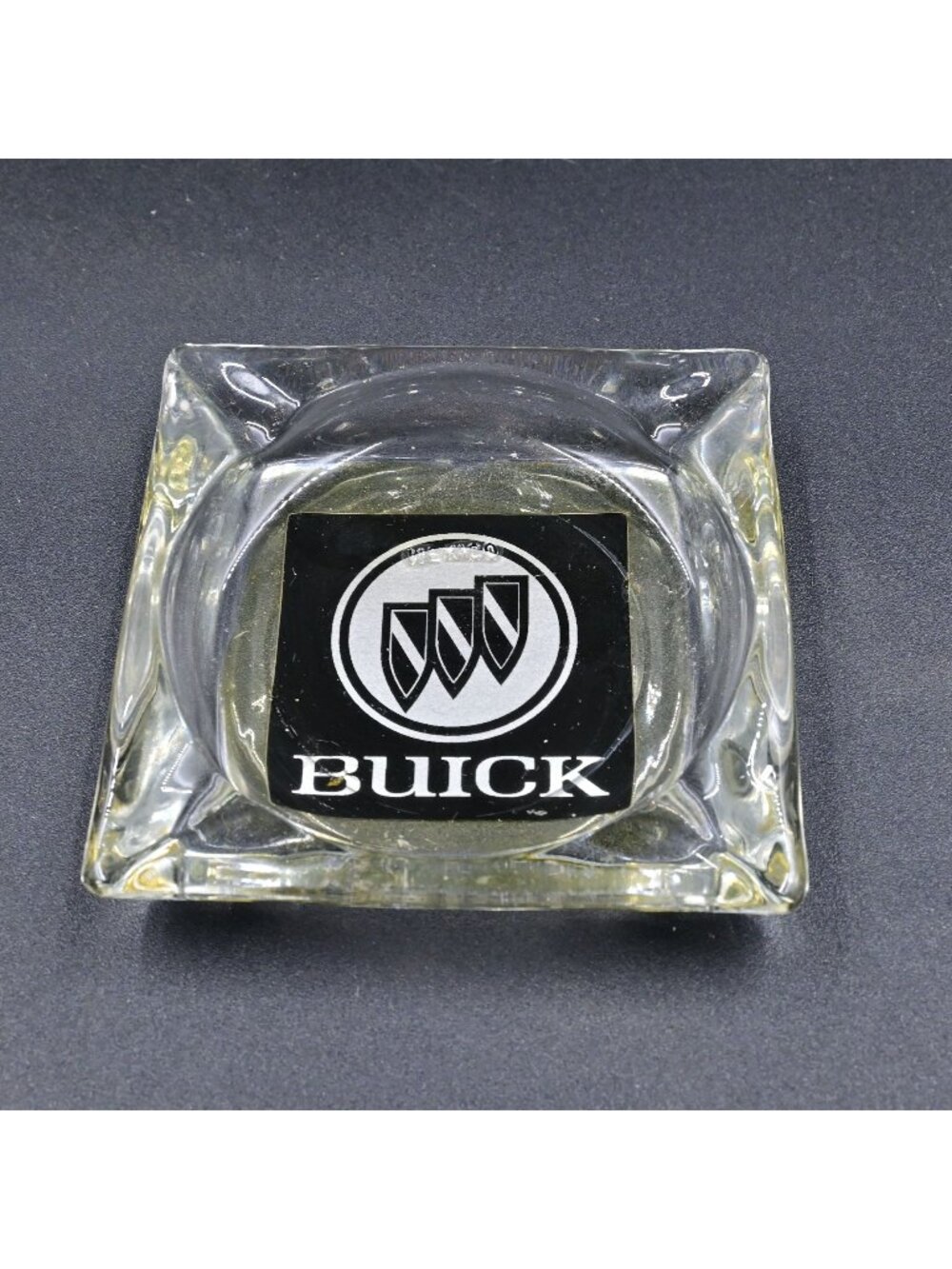 Buick Glass Ashtray Vintage Car Logo Heavy Square Tobacciana ManCave Collectible